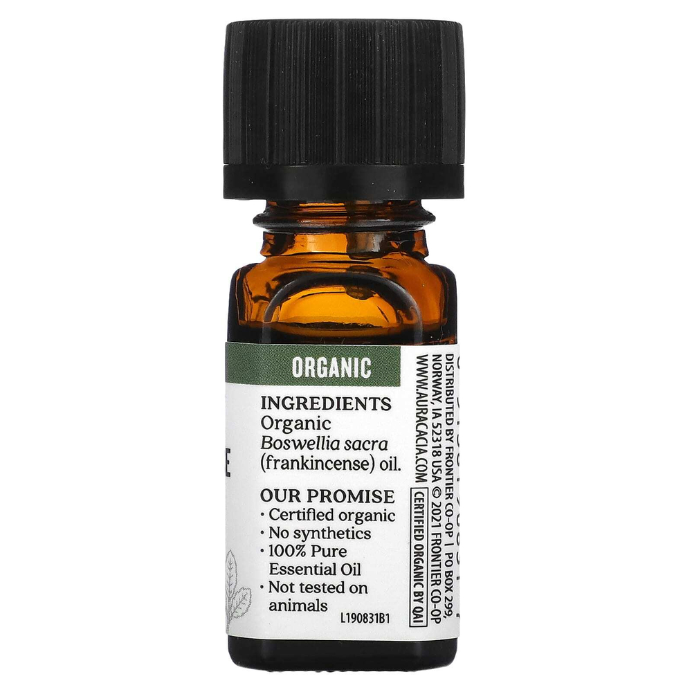 Aura Cacia, чистое эфирное масло, органический ладан, 7,4 мл (0,25 жидк. унции)
