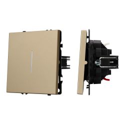 Механизм выключателя одноклавишный непроходной LED SWT-NOBE-MK01-SFPL-L-GD (230V, 10A) (Arlight, Золотой песок) 054259