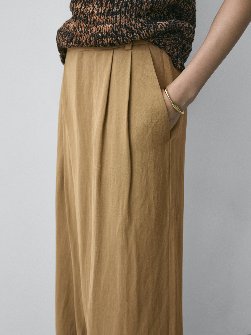 Massimo Dutti Брюки-парео из струящейся ткани, бежевый