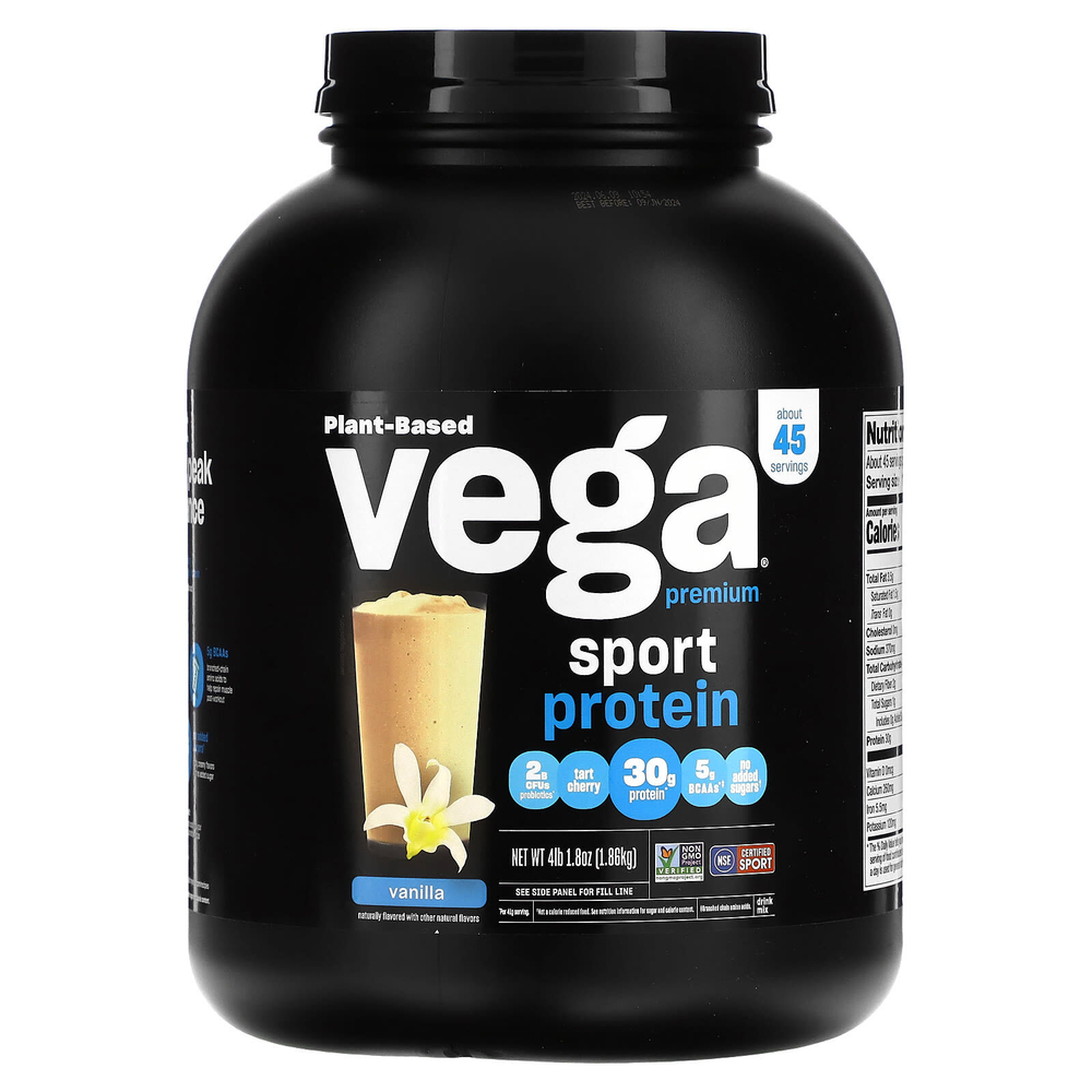 Vega, Растительный протеин, Performance Protein + Recovery, кремовая ваниль, 1,86 кг (4 фунта 1,8 унции)
