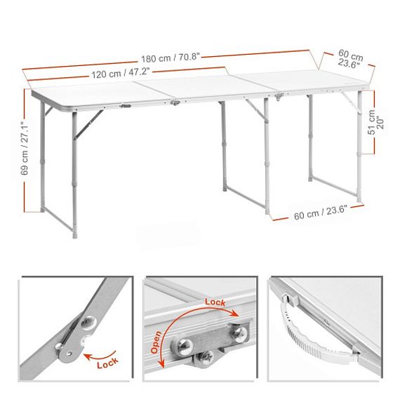 Стол NISUS трехсекционный, 180х60х70 см (N-FT-625-3A)