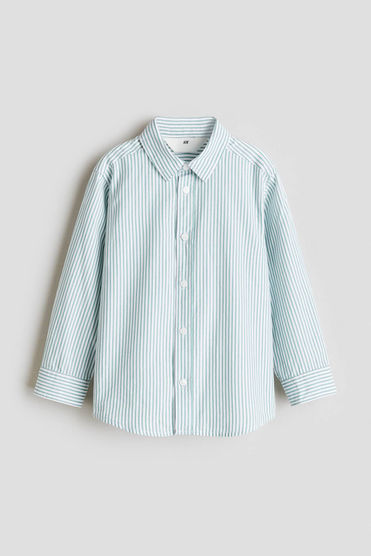 H&M Хлопковая рубашка, зеленый/белый