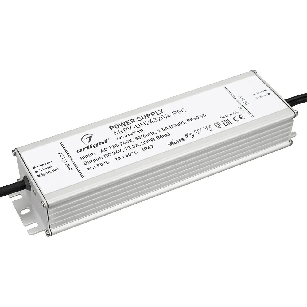 Блок питания ARPV-UH24320A-PFC (24V, 13.3A, 320W) (Arlight, IP67 Металл, 7 лет) 024272(1)