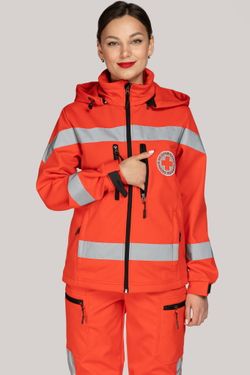 Куртка демисезонная женская Скорая помощь MedicLine SOFTSHELL красная
