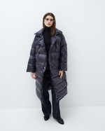 Пуховик двубортный черничный