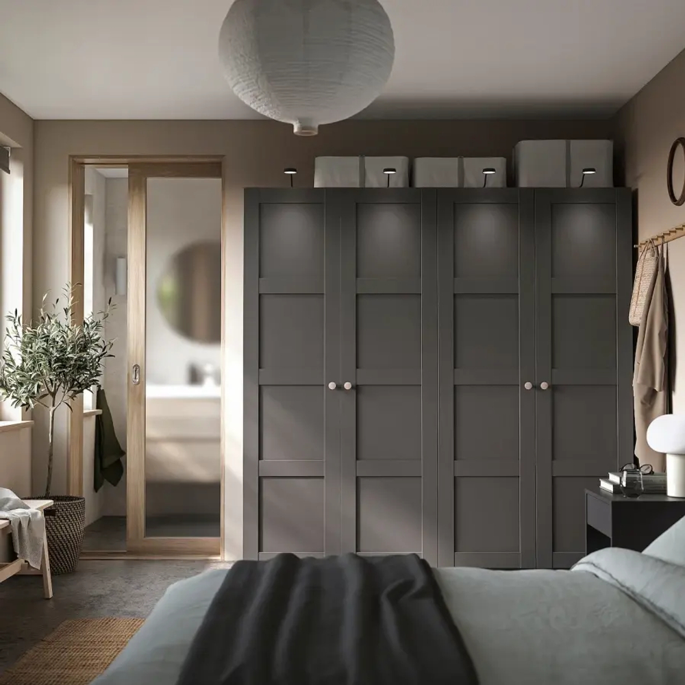 Платяной шкаф - IKEA PAX/BERGSBO/ПАКС/БЕРГСБУ ИКЕА, 200x60x201 см, темно-серый