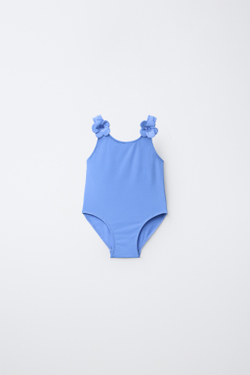 ZARA УПАЛЬНИК С ЦВЕТАМИ 3D, ВЫЦВЕТШИЙ СИНИЙ
