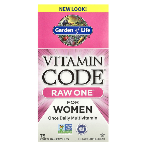 Garden of Life, Vitamin Code, RAW One, мультивитаминная добавка для женщин (для приема 1 раз в день), 75 вегетарианских капсул
