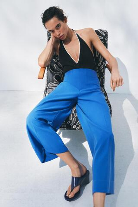 ZARA БРЮКИ-КЮЛОТЫ — ZW COLLECTION, СИНИЙ ЭЛЕКТРИК