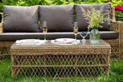 "Гранд Латте" лаунж-зона из искусственного ротанга, цвет соломенный