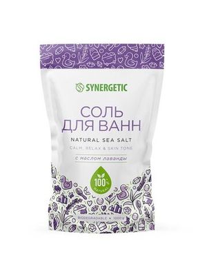 Соль для ванн, с маслом лаванды Synergetic, 1 кг