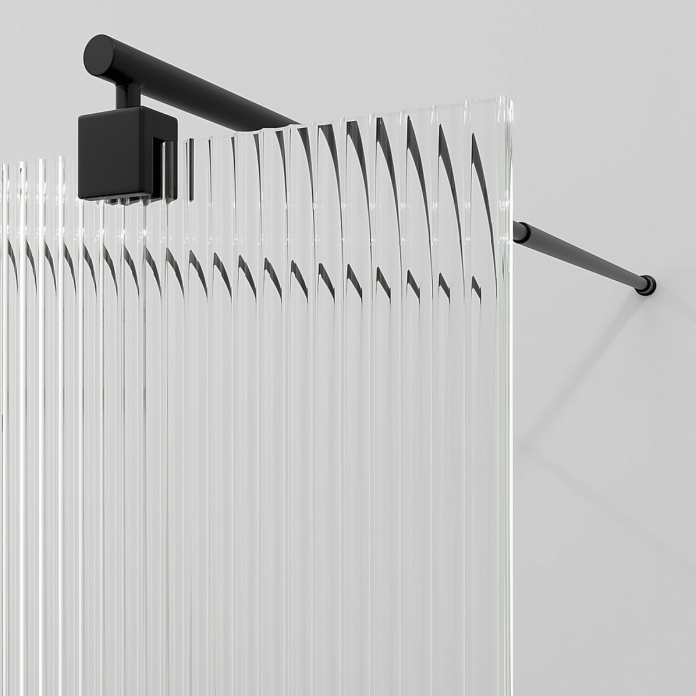 Душевое ограждение WasserKRAFT Vechte 60W39MB-FL 90 фиксатор черный/стекло рифленое