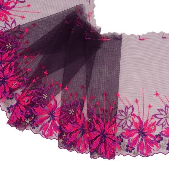 Вышивка на сетке фиолетовая/неон 24 см (левая)