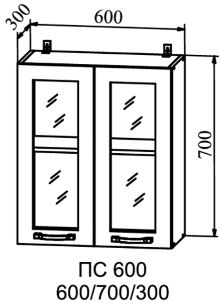 шкаф верхний стекло 600 квадро