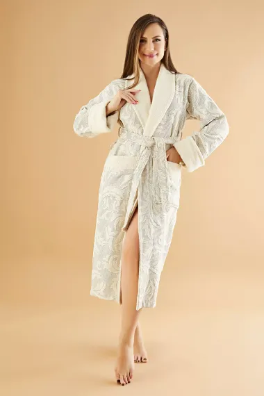 Халат женский махровый 4240 кремовый  NUSA