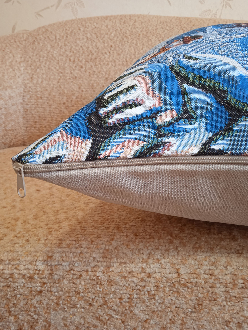 Декоративная гобеленовая наволочка для интерьерной подушки Зимний вечер 68х47