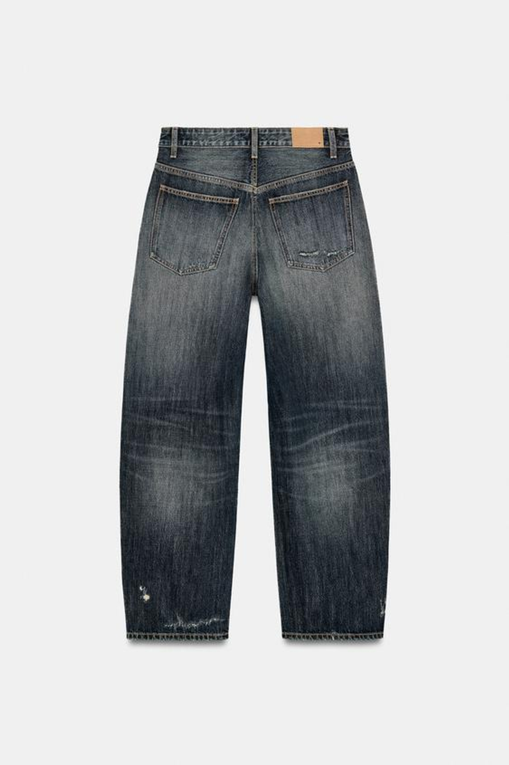 ZARA ДЖИНСЫ TRF BAGGY BALLOON СО СРЕДНЕЙ ПОСАДКОЙ, СИНИЙ