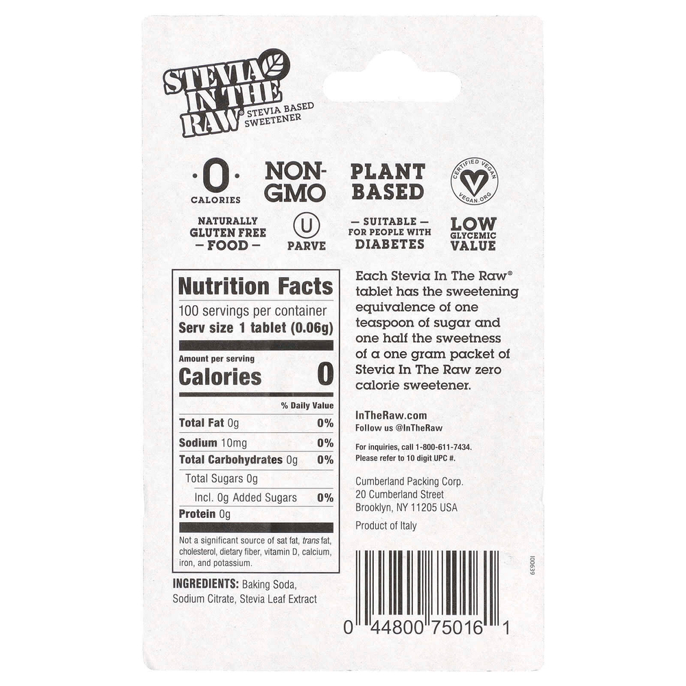 In the Raw, Stevia In The Raw®, подсластитель на основе стевии, 100 таблеток, 6 г (0,21 унции)