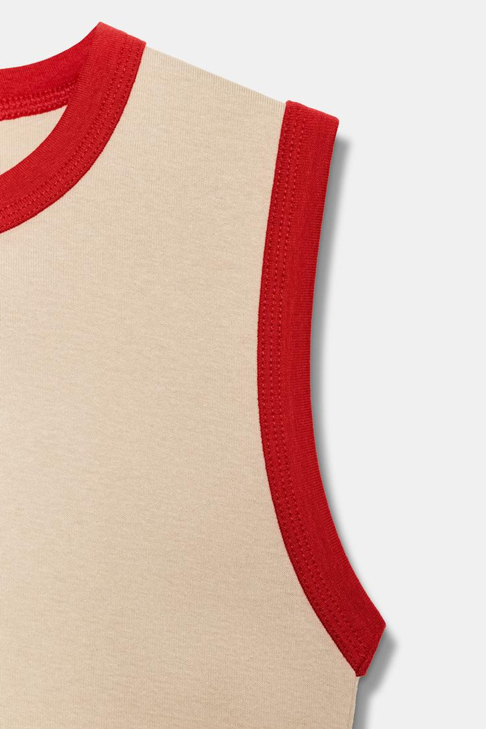 ZARA ФУТБОЛКА С КОНТРАСТНЫМИ ПОЛОСАМИ,БЕЖЕВЫЙ