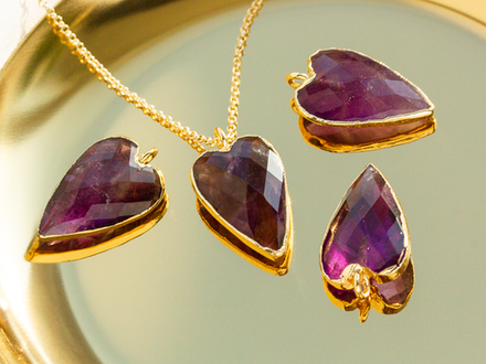 Подвеска "Сердце" в оправе, из аметиста