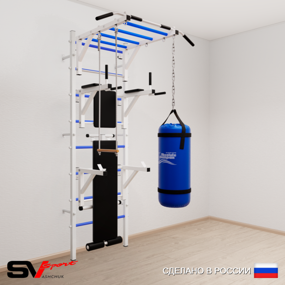 Шведская стенка Sv Sport усиленная 6631 (Турник рукоход/Брусья/Стойка/Скамья/Трапеция/Цепь/Мешок 15кг)