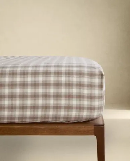 ZARA HOME ДЕТСКАЯ ПРОСТЫНЯ НА РЕЗИНКЕ, КОРИЧНЕВЫЙ