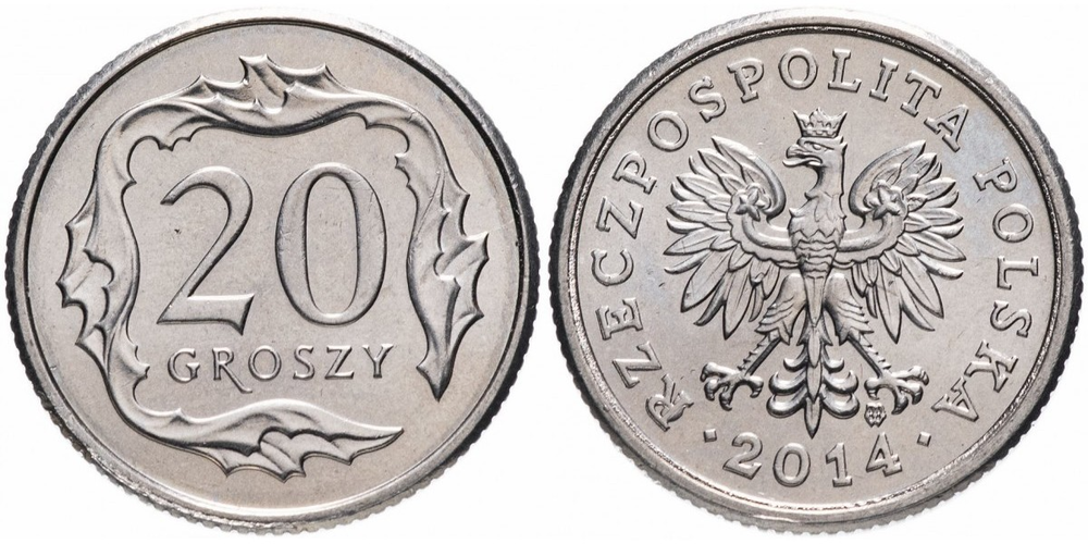 Польша 20 грошей, 1990-2016 XF