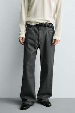 ZARA ДЖИНСЫ СВОБОДНОГО КРОЯ, СЕРО-СИНИЙ