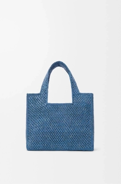 Loewe Мини-сумка Font из рафии, светло-голубой