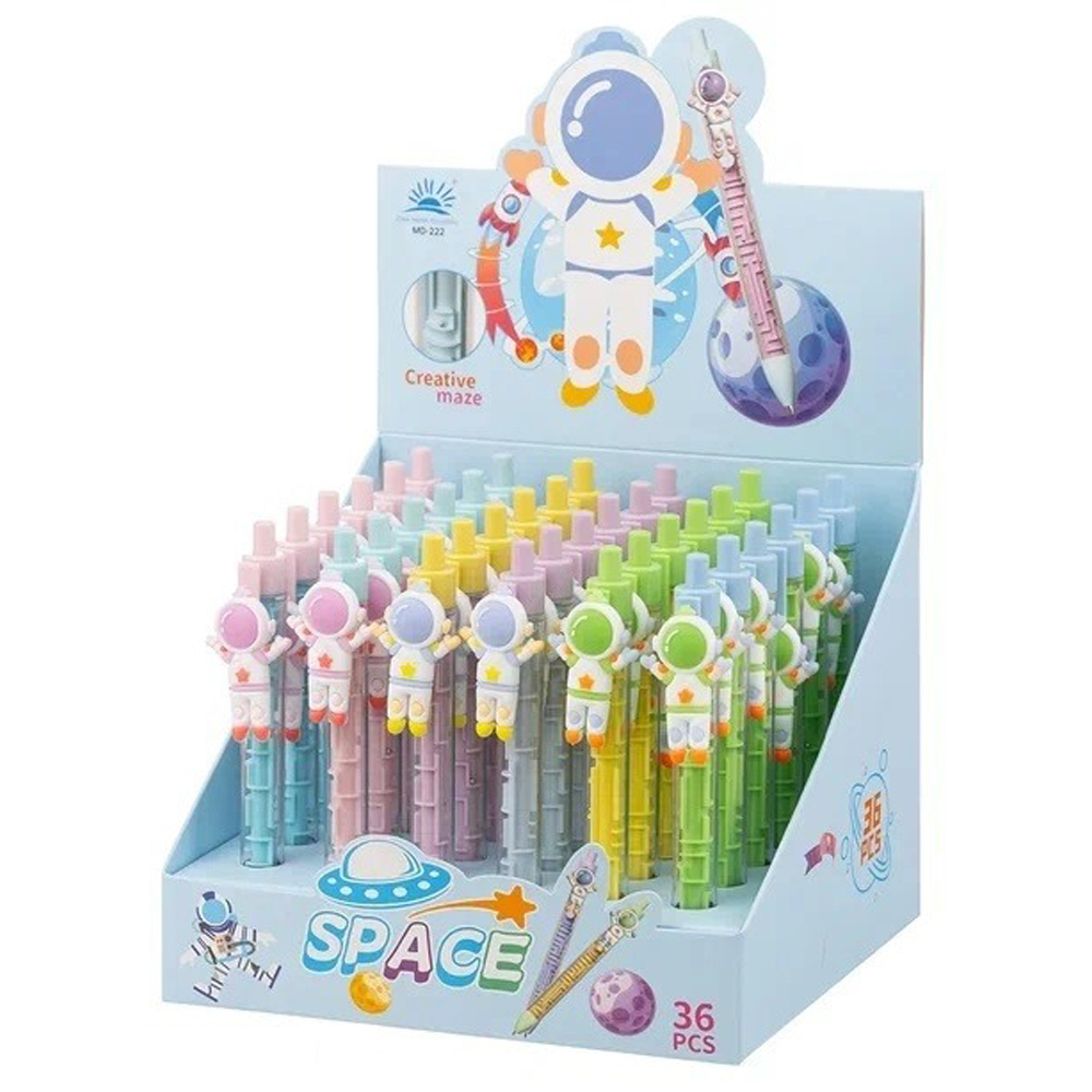 Ручка шариковая, автоматическая, Basir, синие чернила, серия "КОСМОНАВТ", с лабиринтом на корпусе, 36 шт