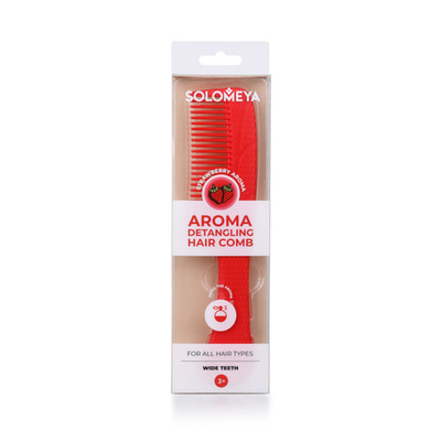 [SOLOMEYA] Арома-расческа гребень для волос с ароматом Клубники / Aroma Detangling Hair Comb Strawberry, 1 шт