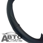Оплетка на руль круглая Coolpart MAXIMAL (38*38) НАТУР КОЖА черный/черный FX09-BL-BL