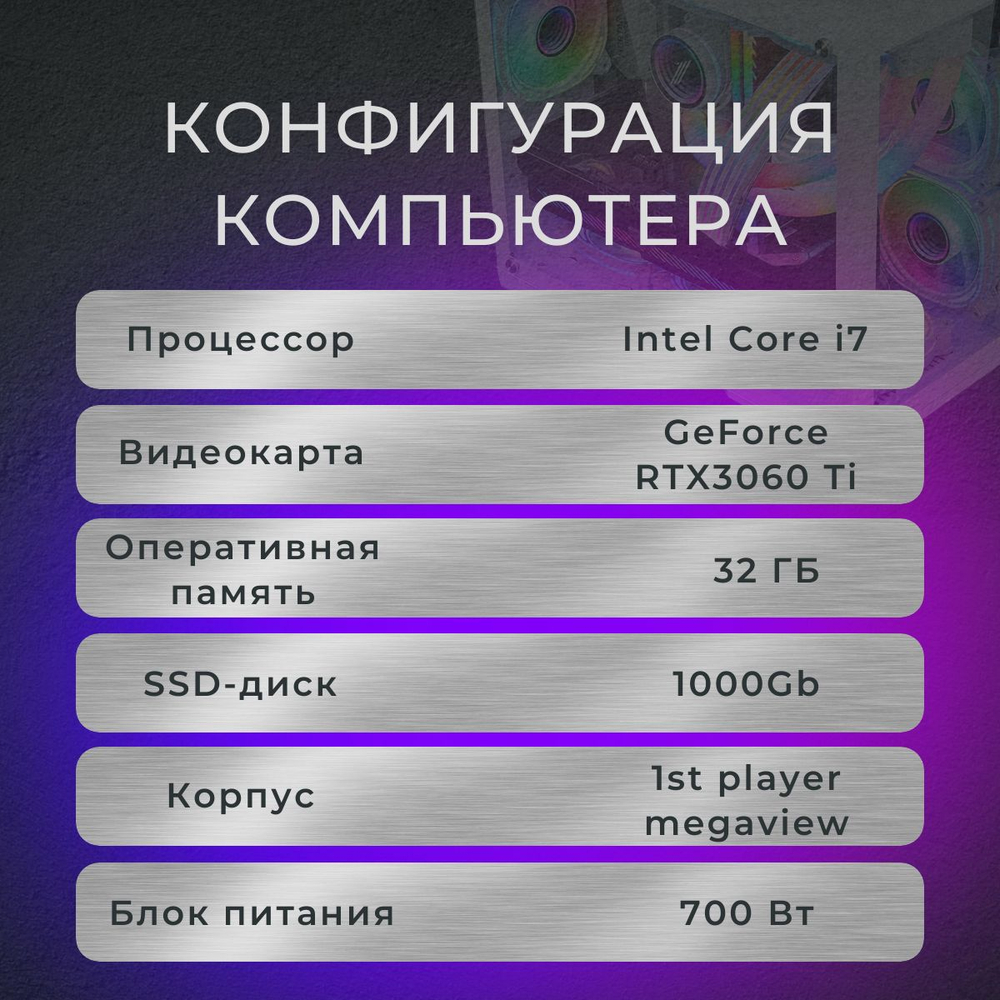 Игровой компьютер (Intel Core i7, RTX4060, 32GB, SSD 1.5TB