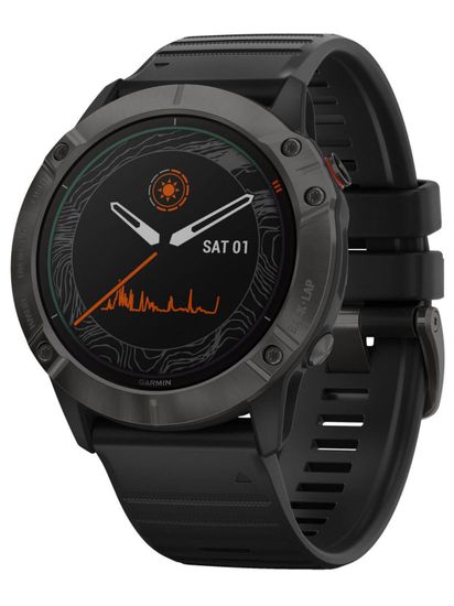 Мультиспортивные часы Garmin Fenix 6X Pro Solar - титановый серый DLC с черным ремешком 010-02157-21