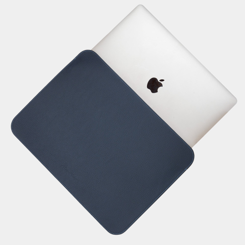 Чехол для MacBook 13-14-15' и документов из кожи теленка, синего цвета