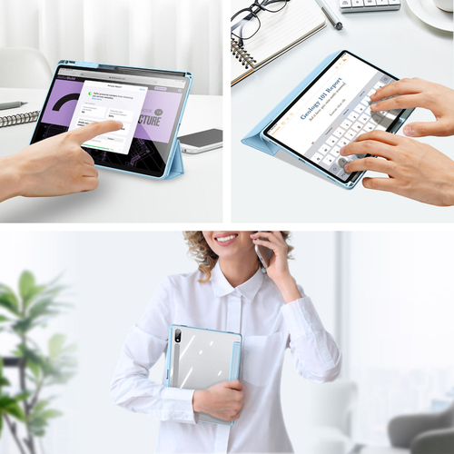 Чехол книжка синего цвета от Dux Ducis для Samsung Tab S10 Plus, S9 Plus и S9 FE Plus, серия Toby Series Case, с функцией пробуждения и сна