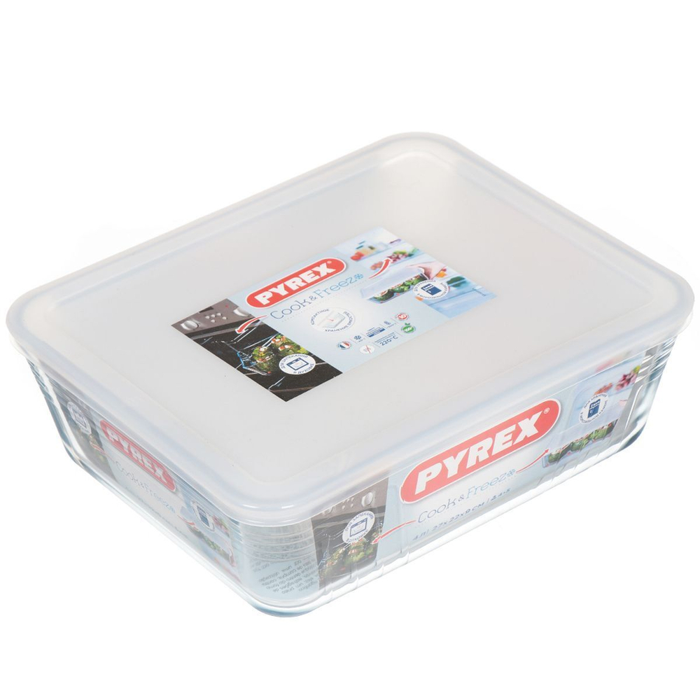 Форма для запекания стекло, 22х27х9 см, 4 л, прямоуг, с крыш, Pyrex, Cook Freez, 244Р000
