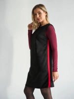 Платье сарафан офисное замшевое А силуэт с лампасами