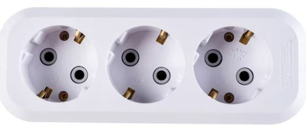 Колодка 3 гнезда, с заземлением, AБС-пластик UNIVersal E303