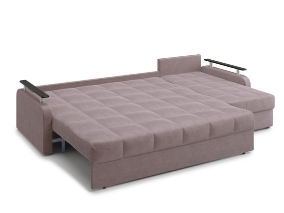 Диван угловой с оттоманкой Денвер 1,8 - Velutto 22 коричневый/ коричневая накладка