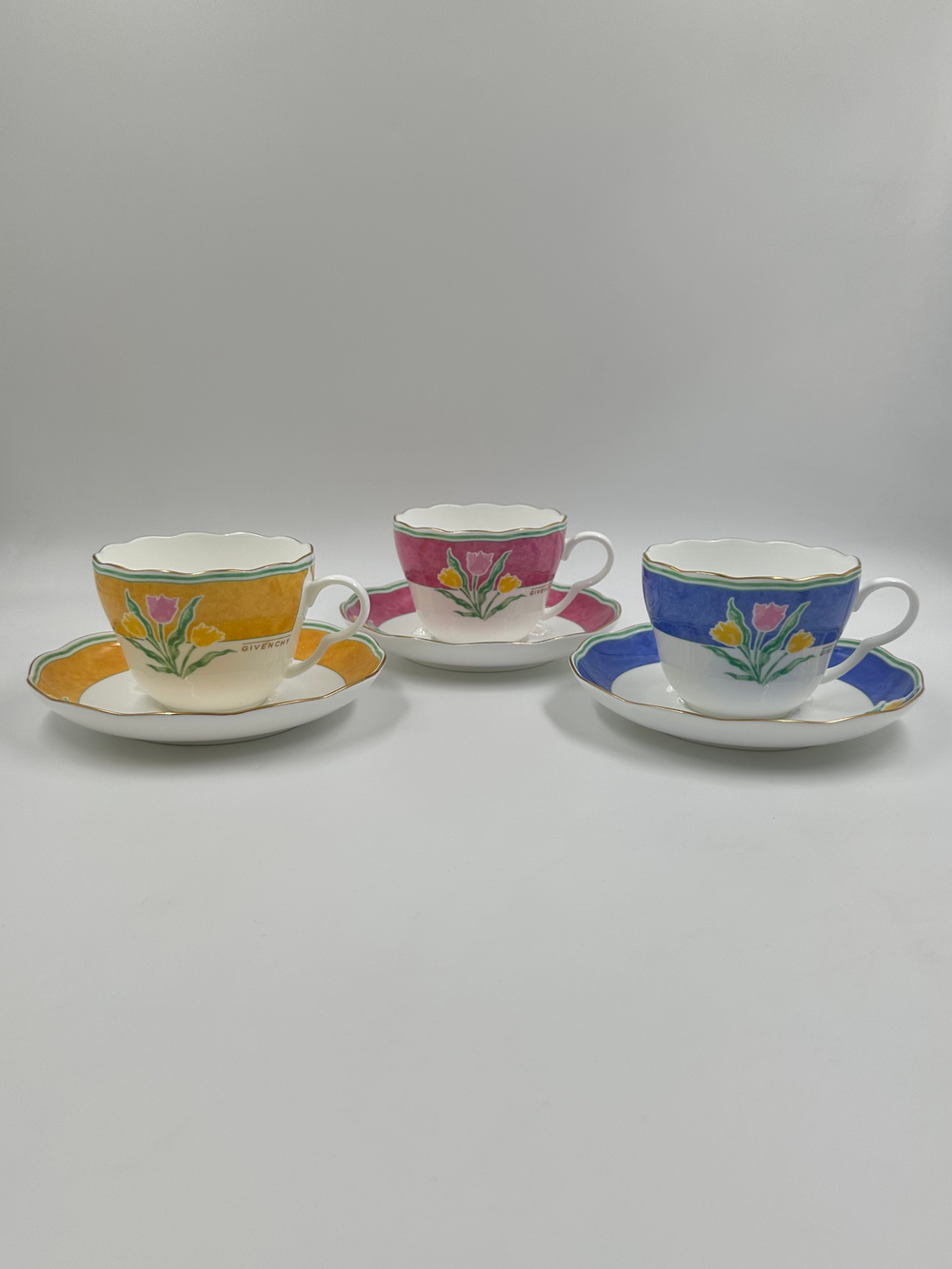 Чайная пара с розовой каймой Givenchy by Yamaka