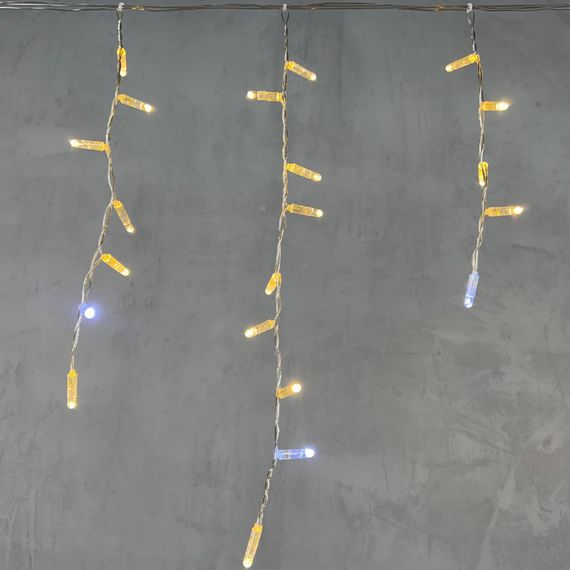 Светодиодная бахрома с колпачком 4,9*0,5 м., 189 теплых белых LED ламп, мерцание, прозрачный провод ПВХ, IP65, Beauty Led (PIL189BLWCAP-10-2WW)