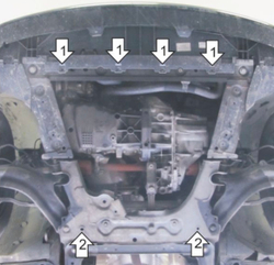 Защита стальная 2 мм двигателя и кпп для Renault Kangoo 2008-2017, Mercedes-Benz Citan Motodor.71709