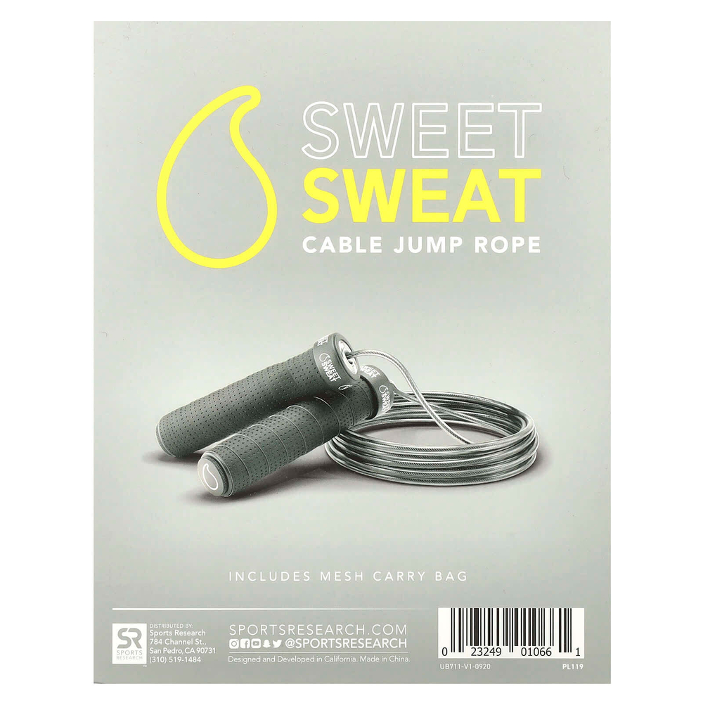 Sports Research, Sweet Sweat, канатная скакалка, черный, 1 скакалка