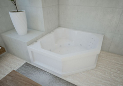 Акриловая ванна Aquatek (Акватек) Лира 148x148, с каркасом, с фронтальной панелью, со сливом-переливом