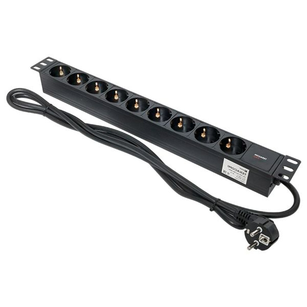 Блок розеток 19", 9 розеток EKF TRP-HPD-16A-9SH-2MSH