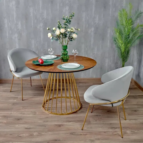 Стул Lime, серый микровелюр с золотыми ножками