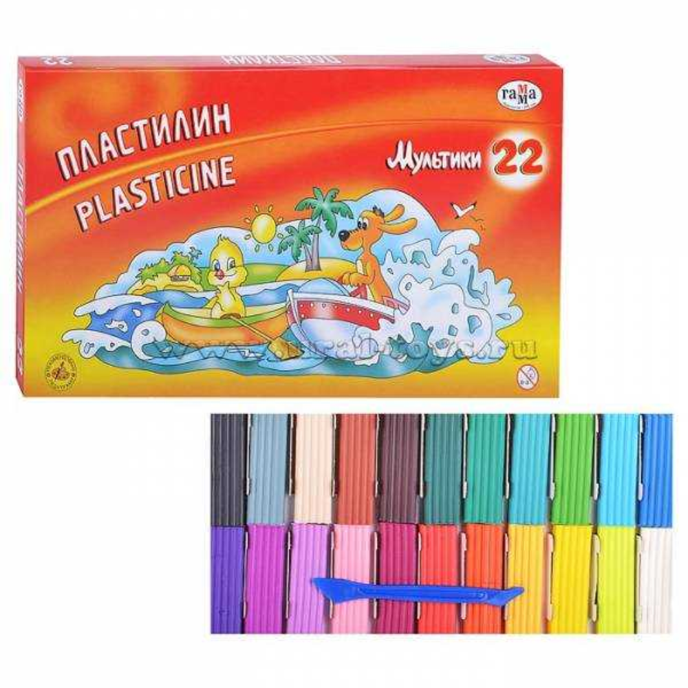 Пластилин Мультик Гамма 22 цветов