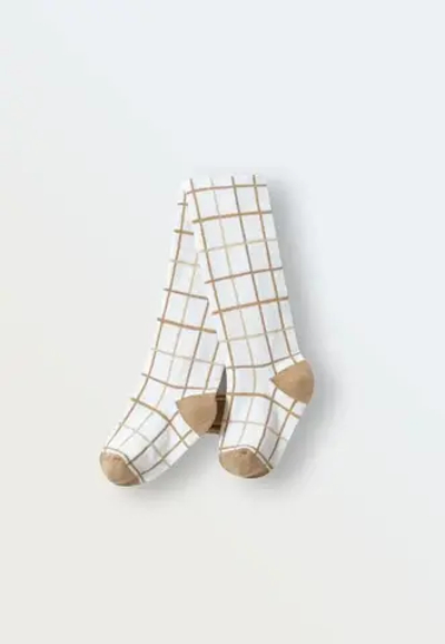 Колготки simple "Клетка" (шоколад+бронза+лен)