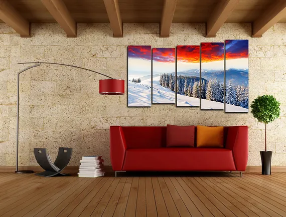 Модульная картина "Огненное небо"